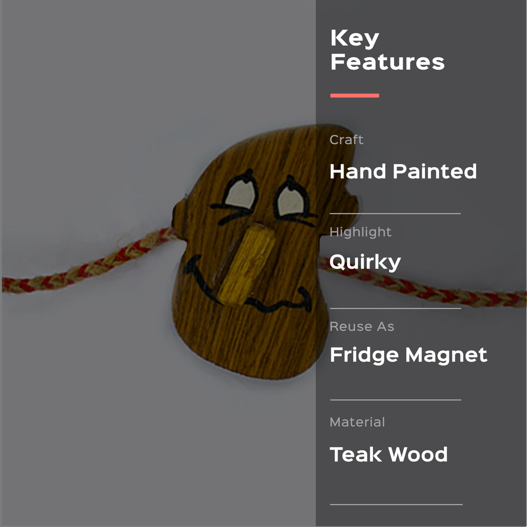 Handpainted Wooden Rakhi Silly Face - Product Features Highlight