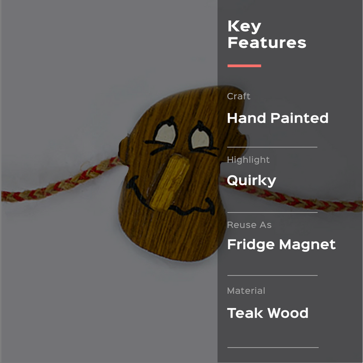 Handpainted Wooden Rakhi Silly Face - Product Features Highlight