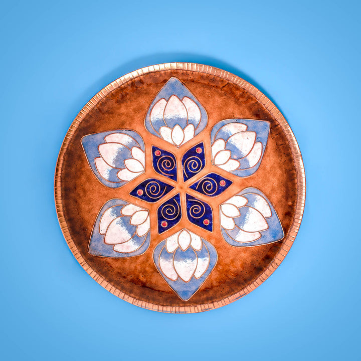 Copper Enamel Wall Plate - Brown Lotus in the Petal