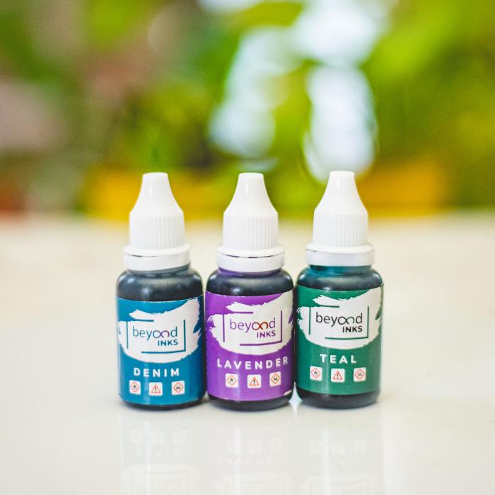 Set of 3 Alcohol Inks- Denim, Lavender, Teal