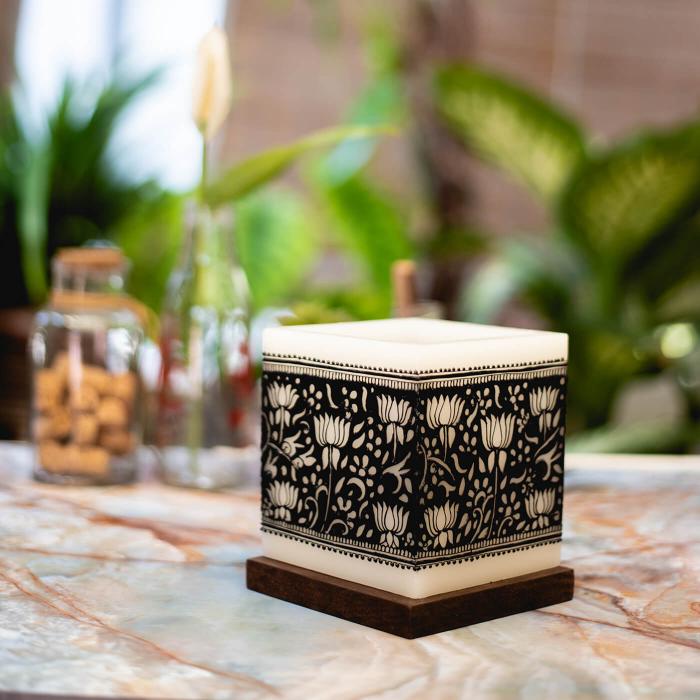 Mehendi Lotus Pattern - Hollow Cuboid Candle