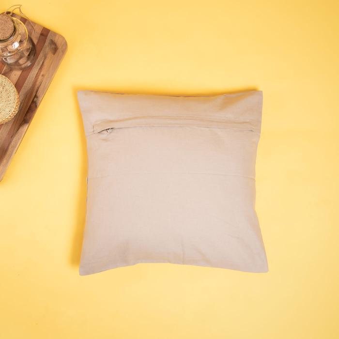 Hand-embroidered Brown and Natural Cushion Cover - 40 x 40 cm