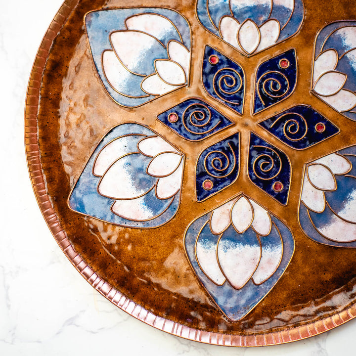 Copper Enamel Wall Plate - Brown Lotus in the Petal