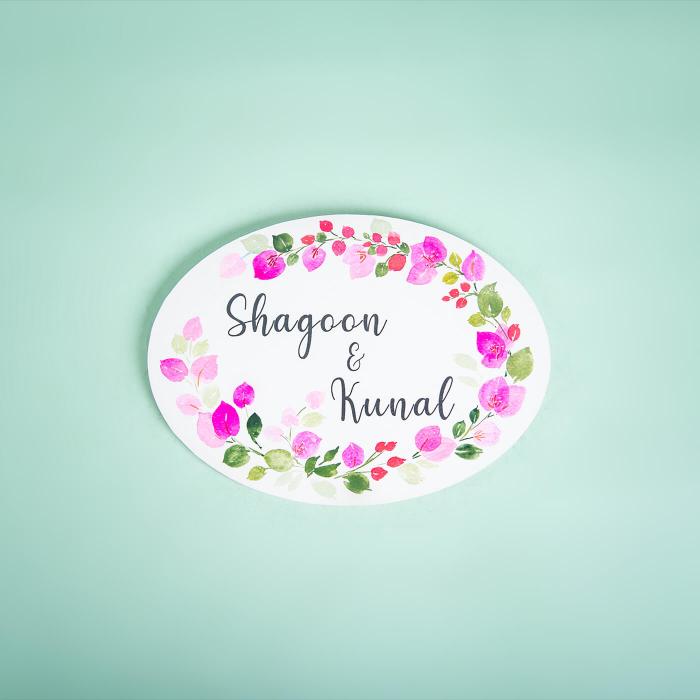 Oval Hand-painted Floral Nameboard