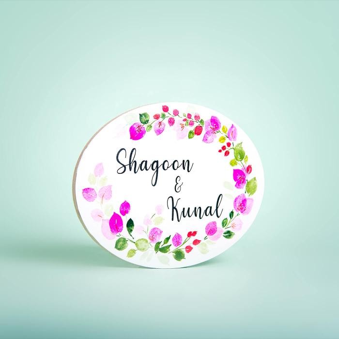 Oval Hand-painted Floral Nameboard