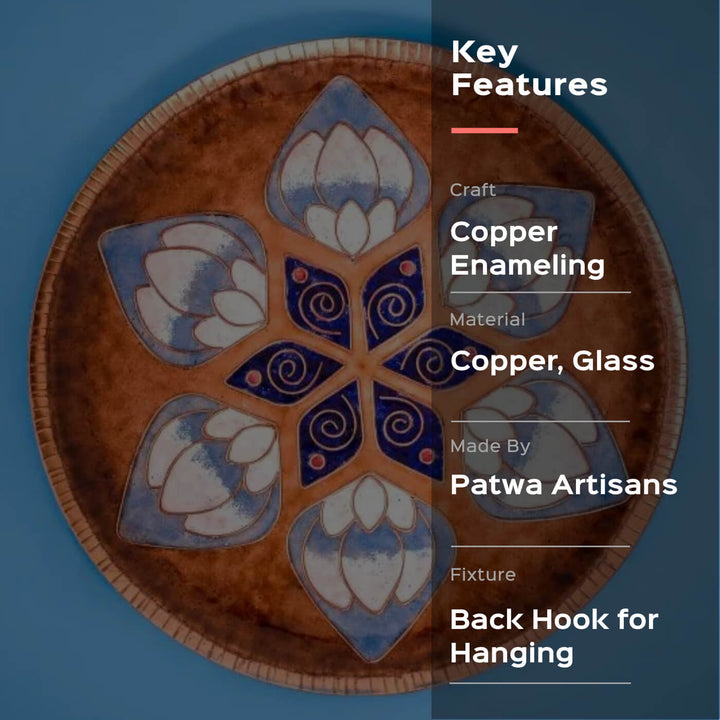 Copper Enamel Wall Plate - Brown Lotus in the Petal