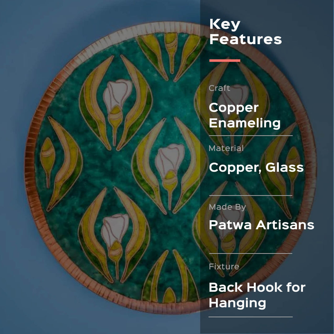 Copper Enamel Wall Plate - Greens - Wildflower