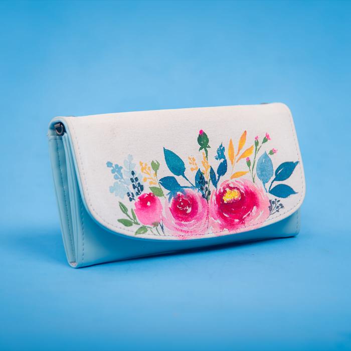 Floral Classic Flap Wallet in Faux Leather