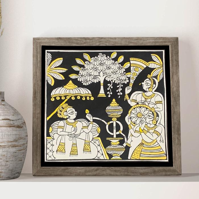 Hookah in Garden - Paper Phad Painting 003