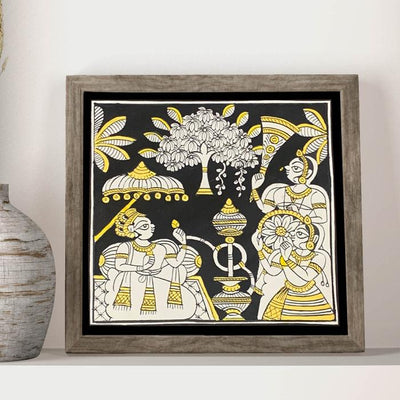 Hookah in Garden - Paper Phad Painting 003