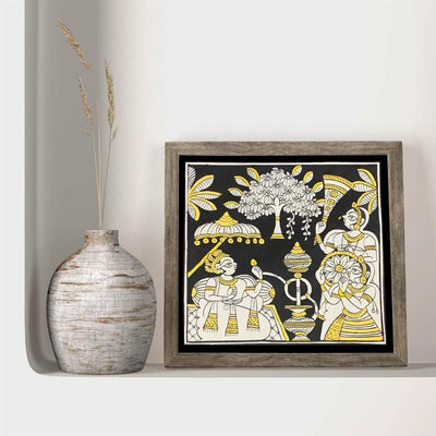 Hookah in Garden - Paper Phad Painting 003