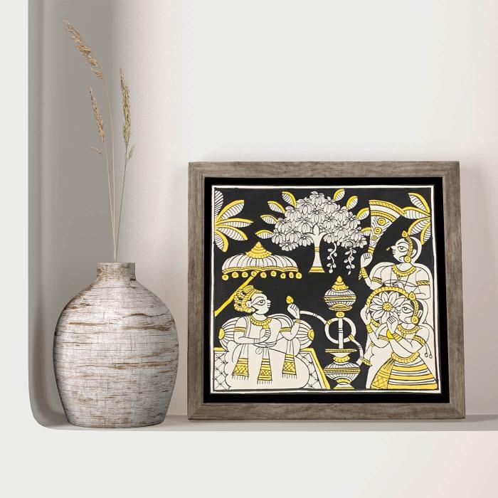 Hookah in Garden - Paper Phad Painting 003