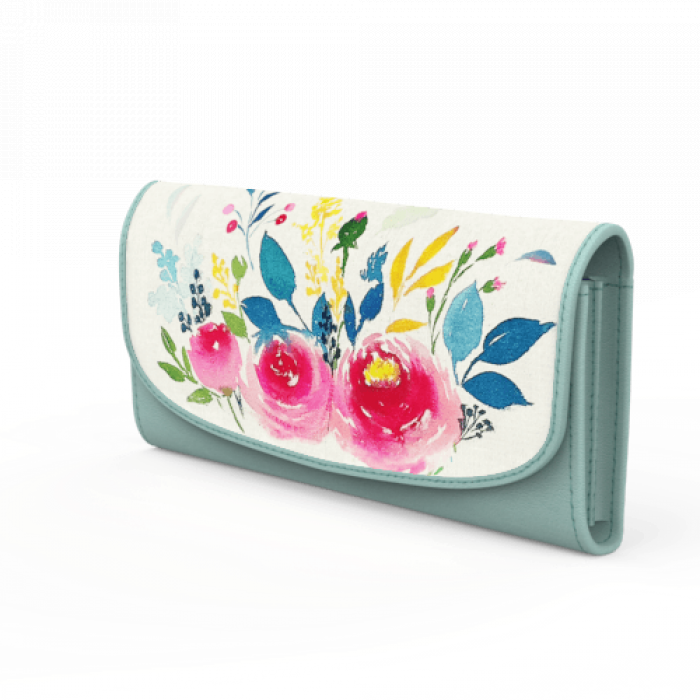 Floral Classic Flap Wallet in Faux Leather