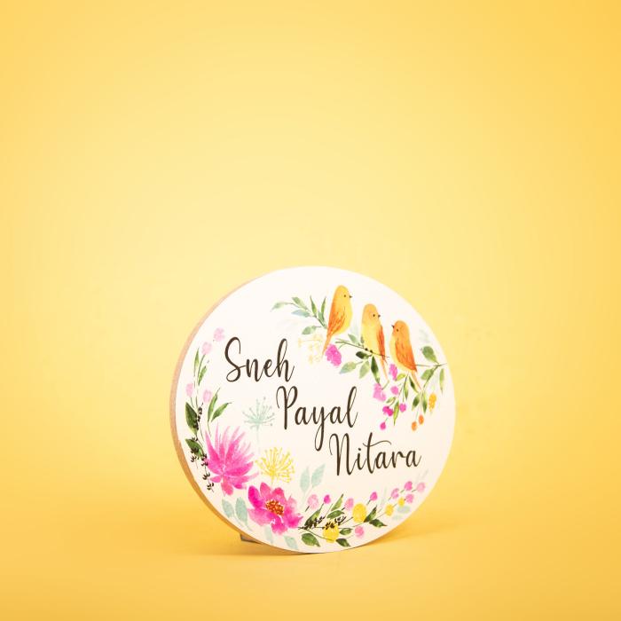 Oval Hand-painted Floral Nameboard