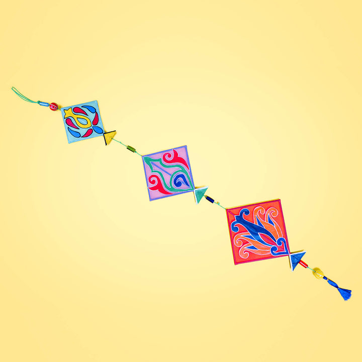 Handcrafted Kite Hangings - Blue, White and Orange