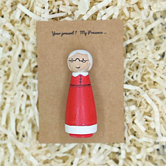 Hand-painted Mrs. Santa Miniature - Gift Card