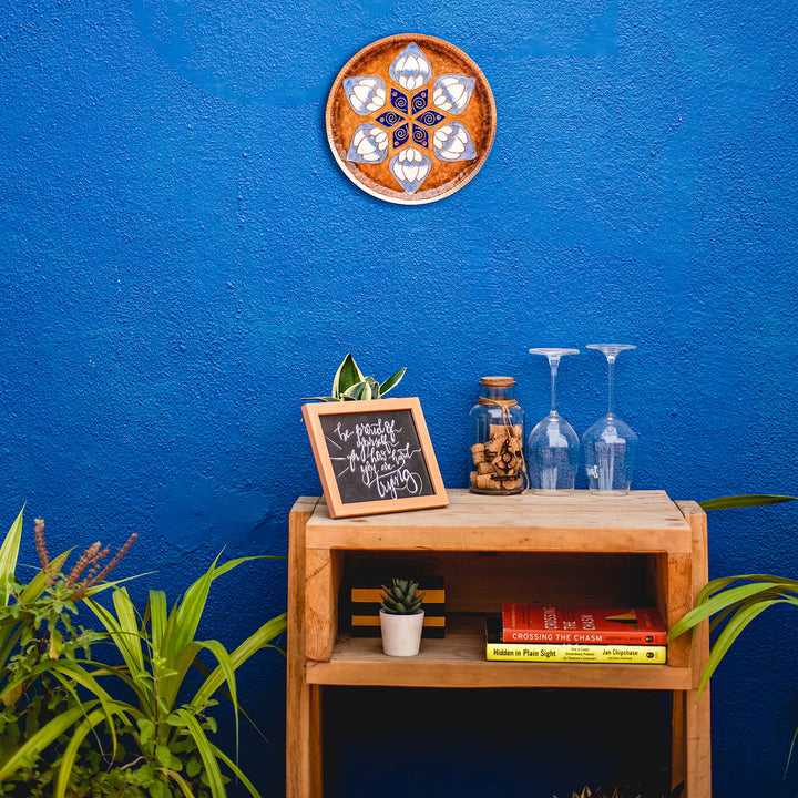 Copper Enamel Wall Plate - Brown Lotus in the Petal