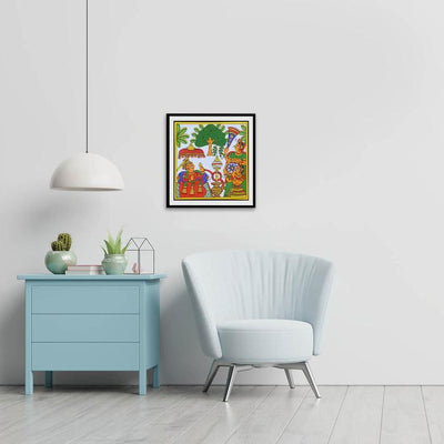Hookah in Garden - Paper Phad Painting 079