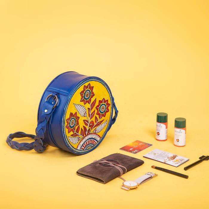 Passion Flower Occasion Round Bag in Royal Blue