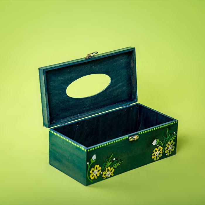 Hand-painted Green Tissue Box