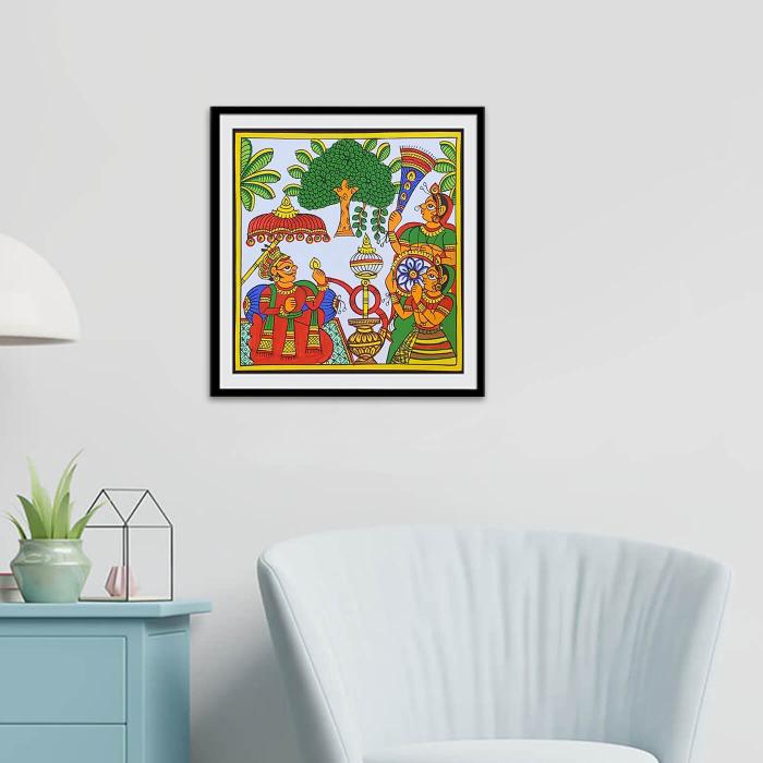 Hookah in Garden - Paper Phad Painting 079