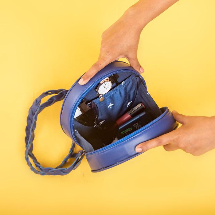 Passion Flower Occasion Round Bag in Royal Blue