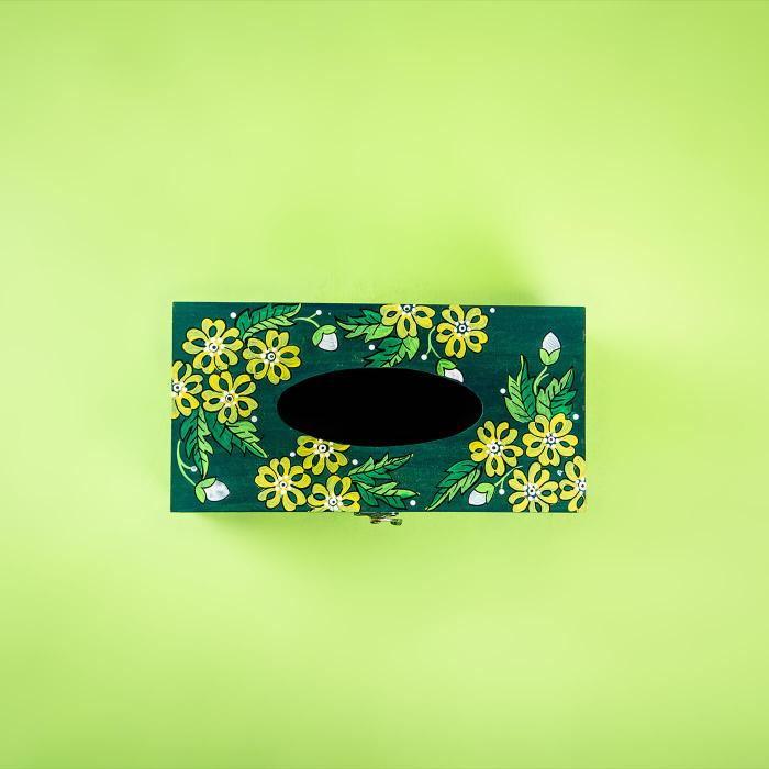 Hand-painted Green Tissue Box