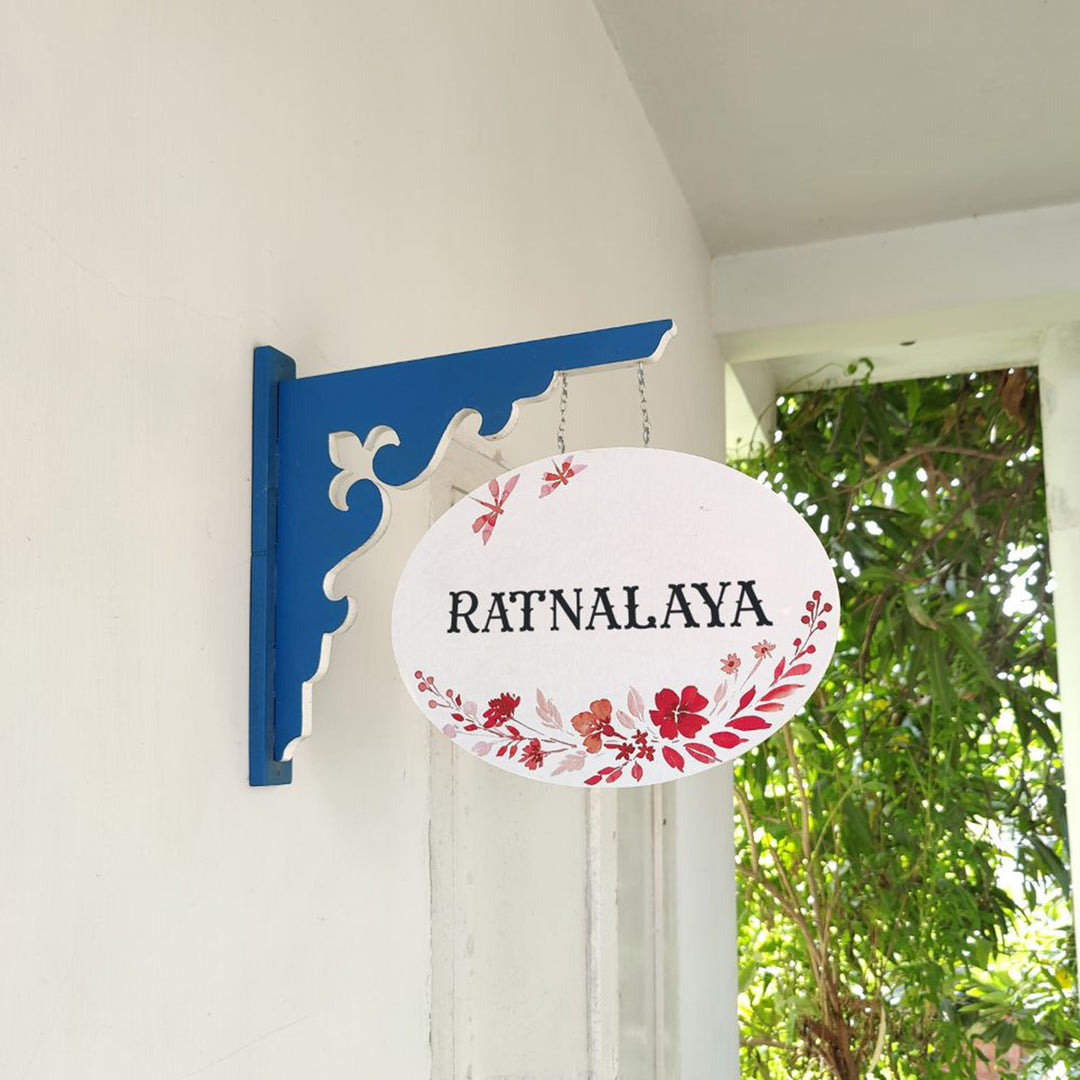 Hand-painted Oval Double Sided Hanging Nameplate