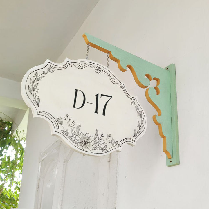 Hand-painted Victorian Double Sided Hanging Nameplate