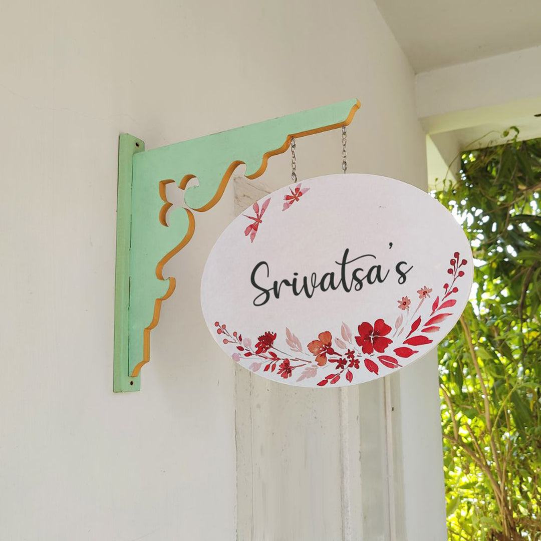 Hand-painted Oval Double Sided Hanging Nameplate