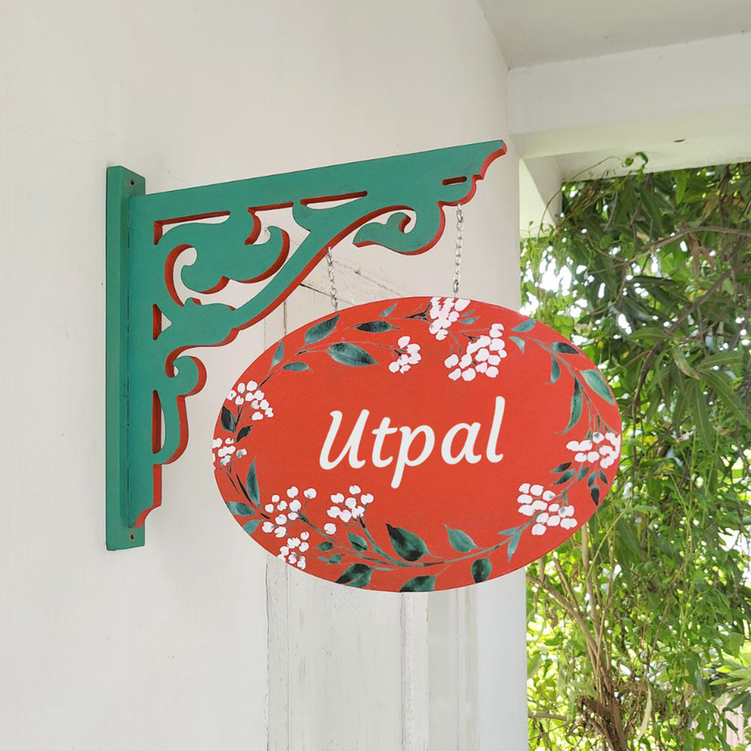 Hand-painted Oval Double Sided Hanging Nameplate