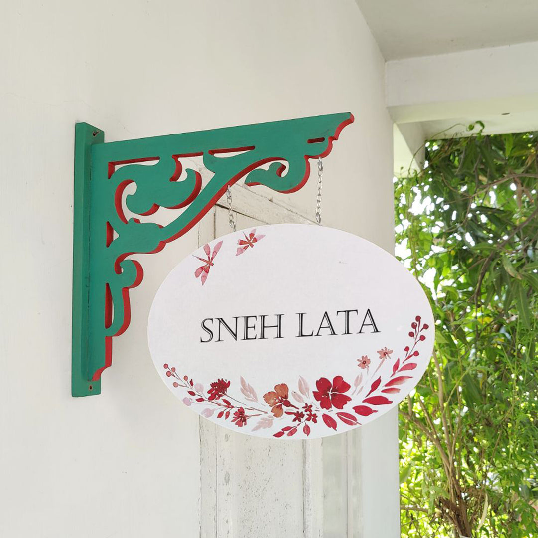 Hand-painted Oval Double Sided Hanging Nameplate