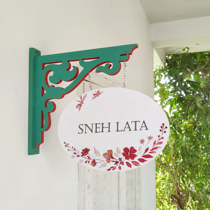 Hand-painted Oval Double Sided Hanging Nameplate