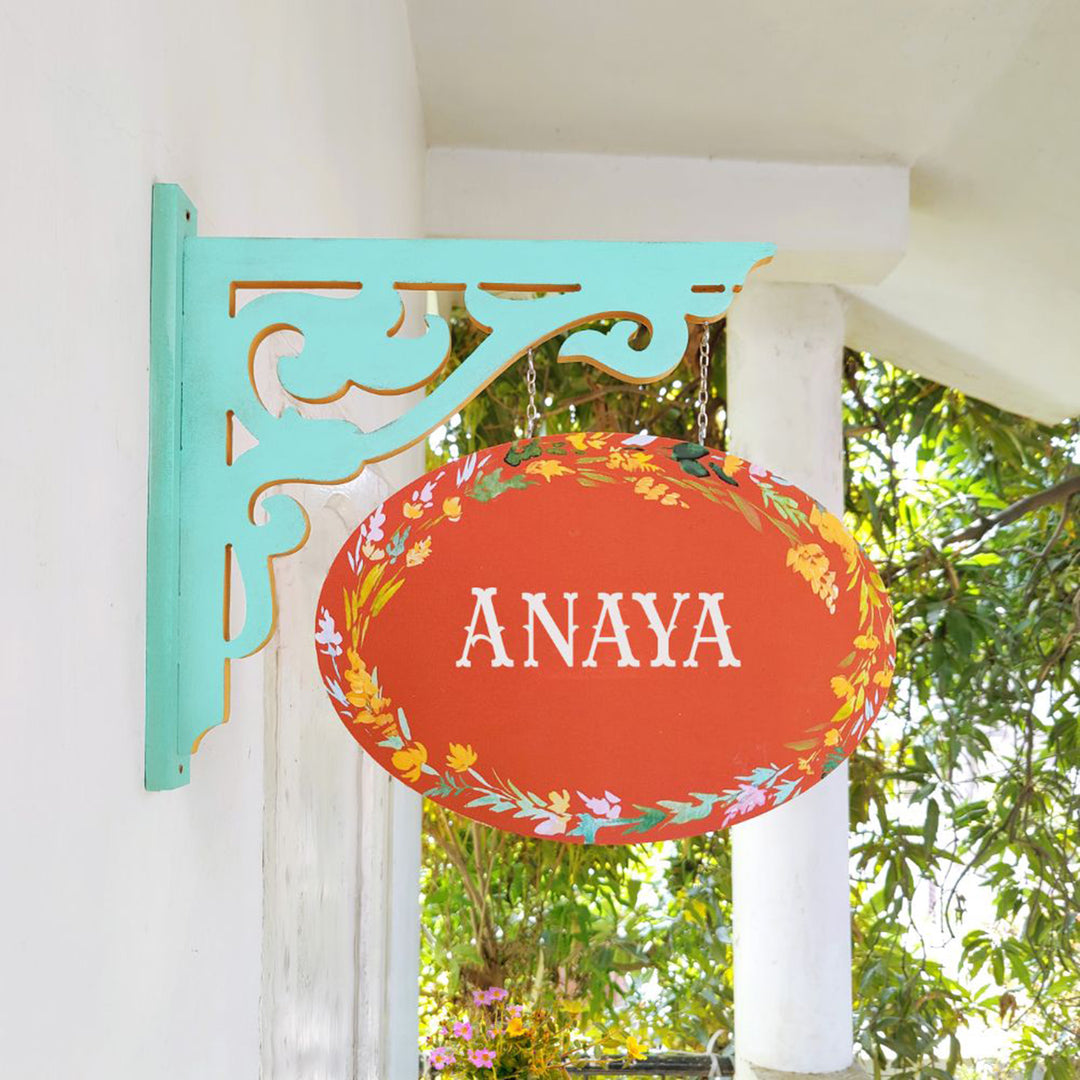 Hand-painted Oval Double Sided Hanging Nameplate