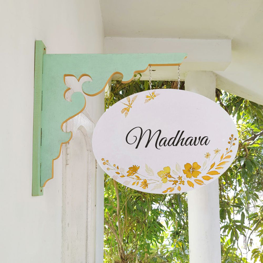 Hand-painted Oval Double Sided Hanging Nameplate