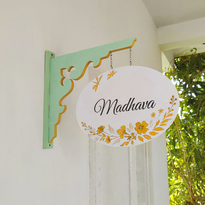 Hand-painted Oval Double Sided Hanging Nameplate