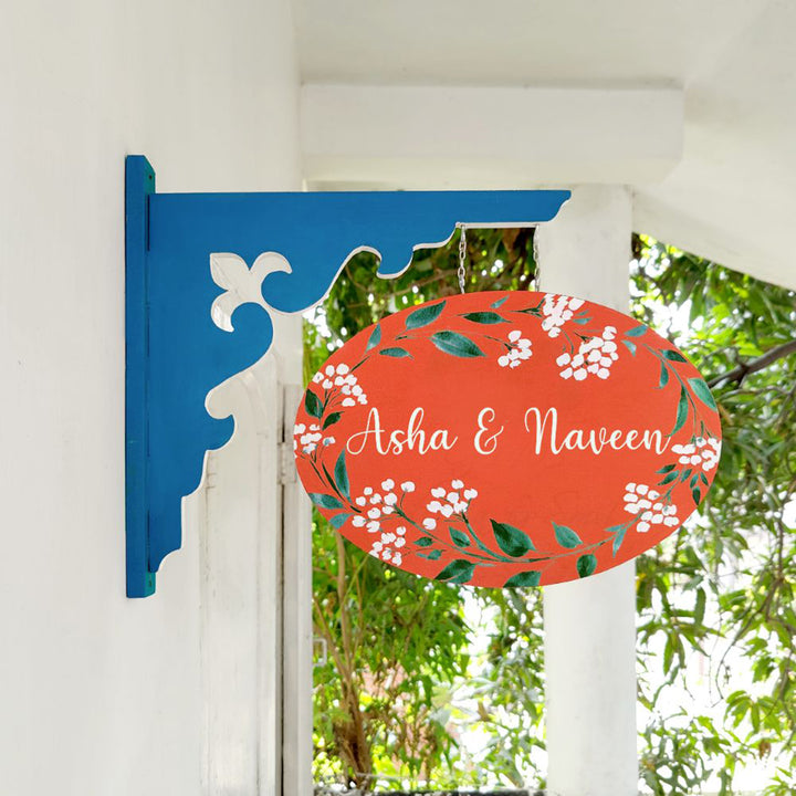 Hand-painted Oval Double Sided Hanging Nameplate