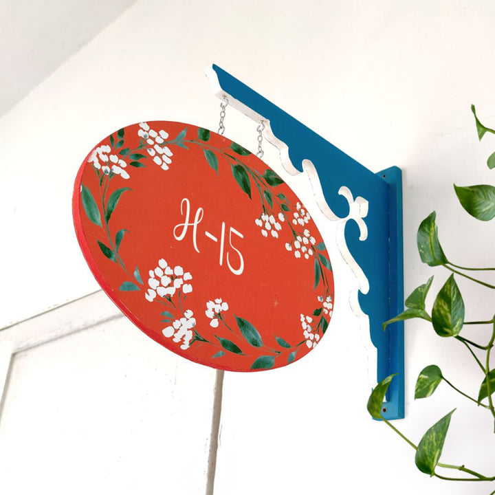 Hand-painted Oval Double Sided Hanging Nameplate