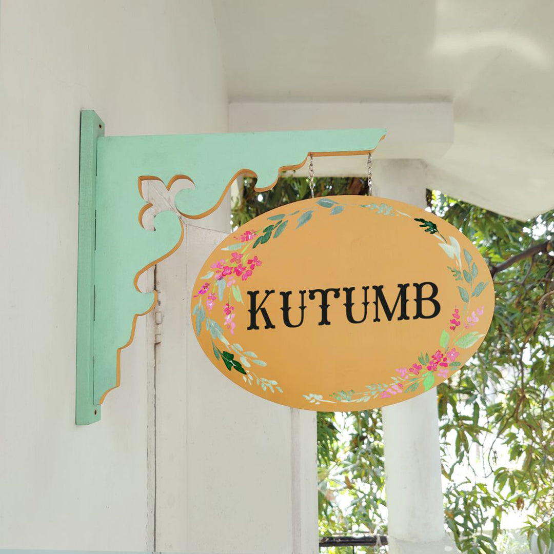 Hand-painted Oval Double Sided Hanging Nameplate