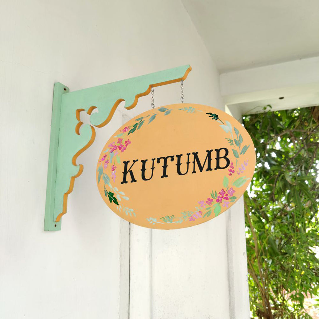 Hand-painted Oval Double Sided Hanging Nameplate