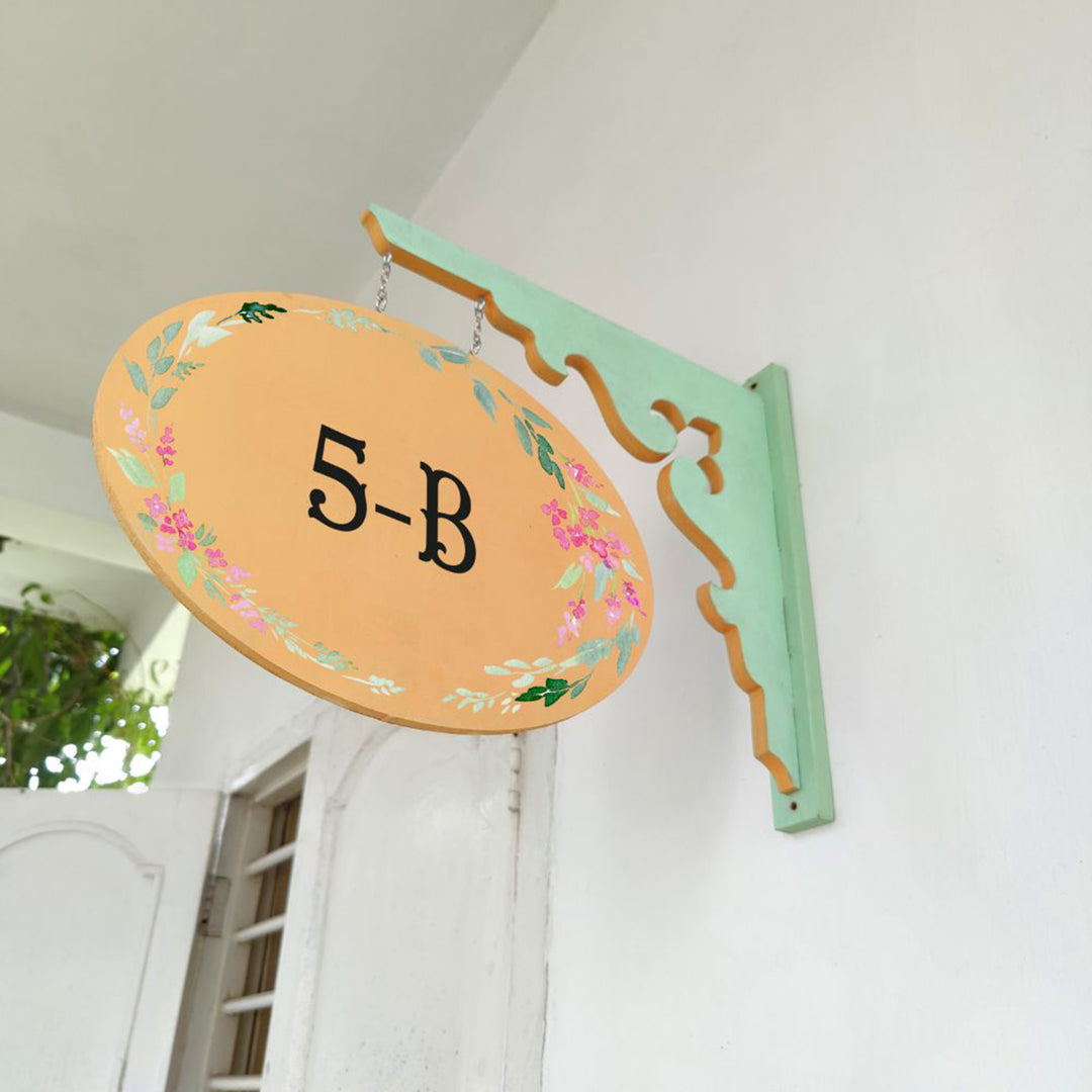 Hand-painted Oval Double Sided Hanging Nameplate