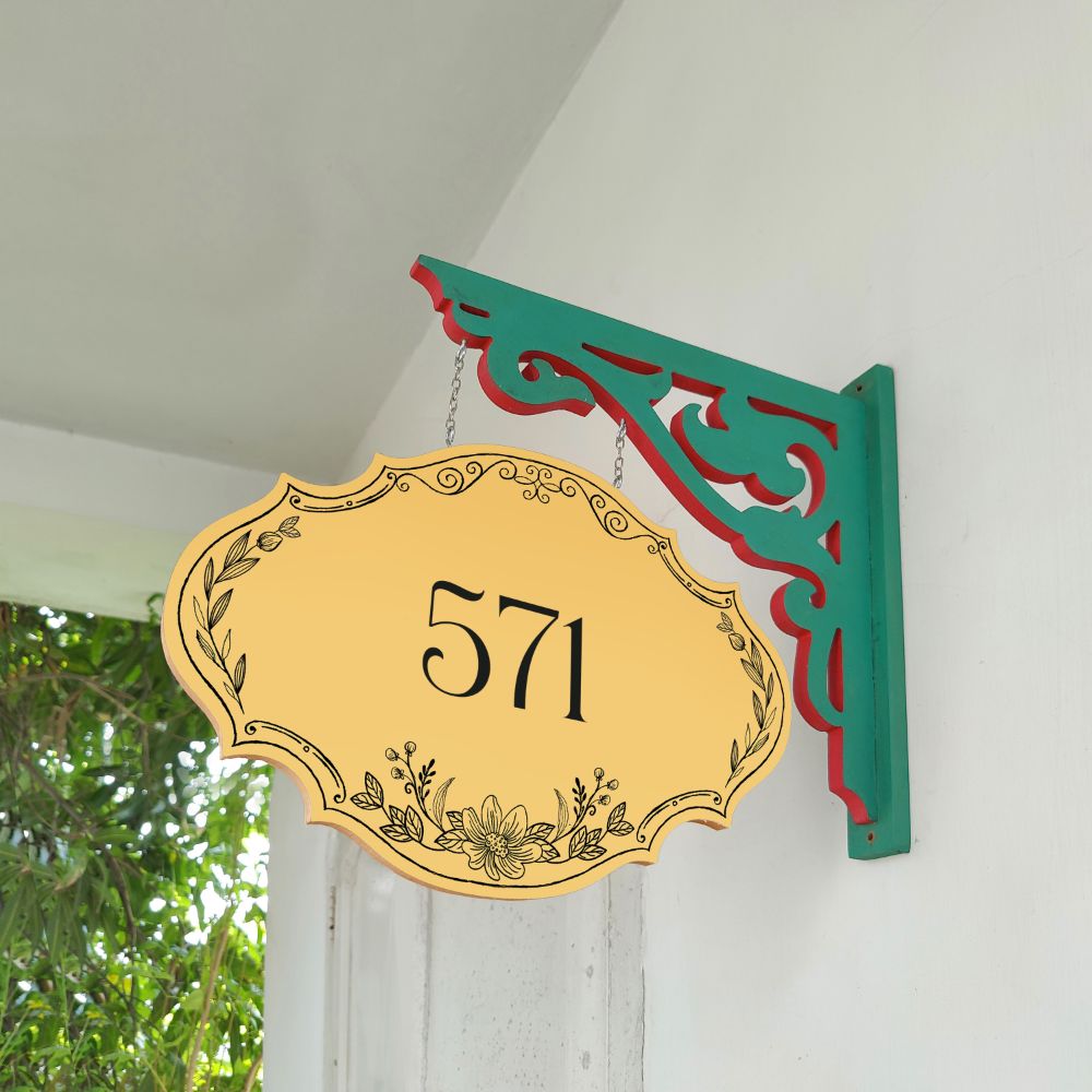 Hand-painted Victorian Double Sided Hanging Nameplate