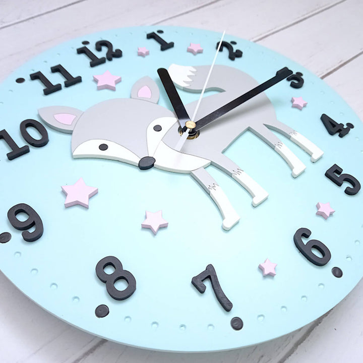 Racoon Themed Wall Clock for Kids