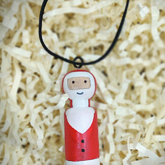 Hand-painted Mr. Santa Miniature - Hanging String - Zwende