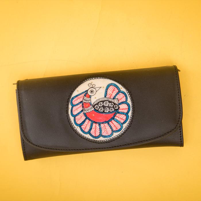Classic Flap Wallet with Peacock Design