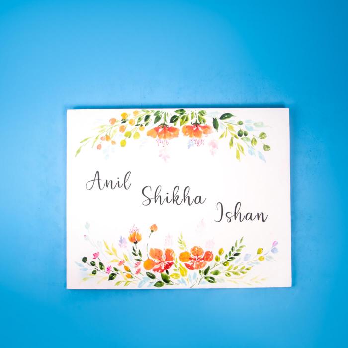Rectangle Hand-painted Floral Nameboard