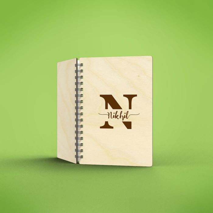 A5 Monogrammed Laser Etched Diary - Letter N