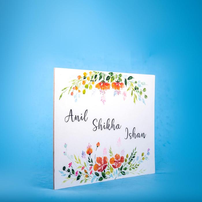 Rectangle Hand-painted Floral Nameboard