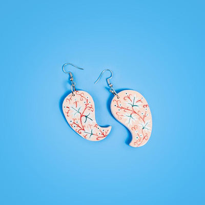 Paper Mache Earrings - Peach Cashew