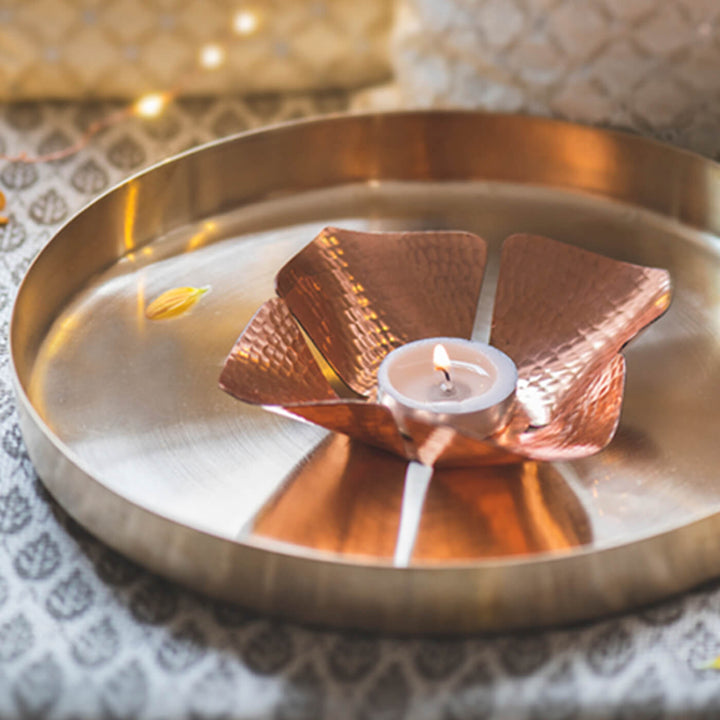 Foliole Copper Tealight Holder